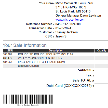 Portfolio picture of MicroCenter e-mail